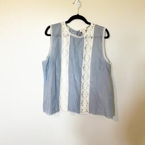 Sundance blue lace panel tank top women’s X-Large